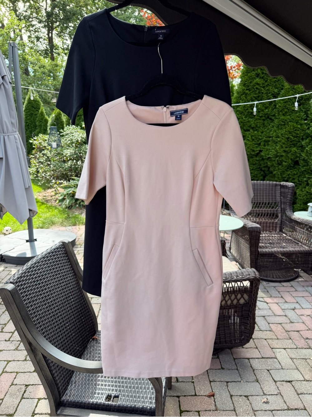 Lands' End Women’s Short Sleeve ponte knit Dresses in Blush and Black